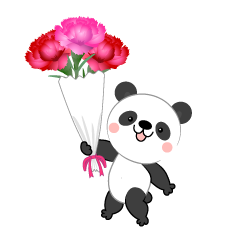 Panda Giving a Bouquet
