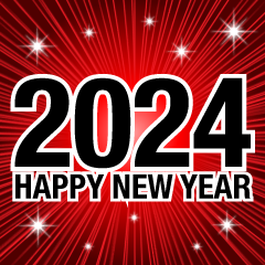 Happy New Year 2024 Glitter Red