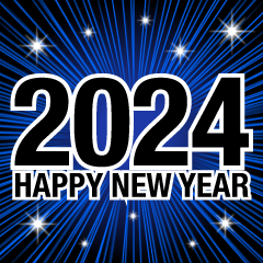 Happy New Year 2024 Glitter Blue