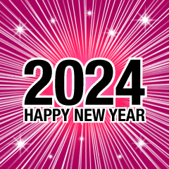Happy New Year 2024 Glitter Pink