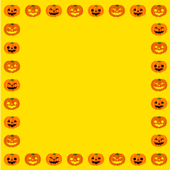 Pumpkins Square Border Yellow