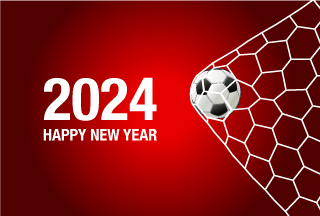 Soccer Goal Happy New Year 2023 Red