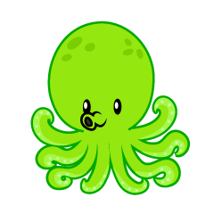 Cute Yellow Green Octopus