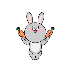 Rabbit Raising Hands with Carrot