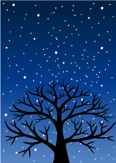 Tree Silhouette Snow Scene
