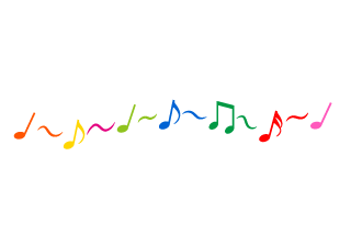 Colorful notes playing music