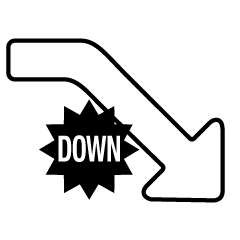 Start Down Arrow with DOWN Black and White