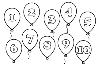 Balloon Number Chart Black and White