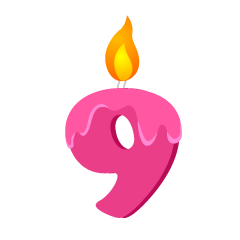 9th Birthday Candle