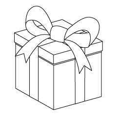 Line Drawing Gift Box Black and White