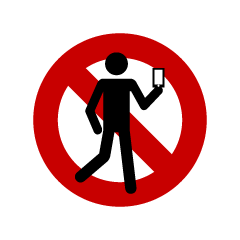 No Use Smartphone Sign while Walking