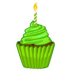 Green Birthday Cupcake