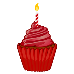 Cupcake de Cumpleaños Rojo
