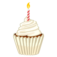 White Birthday Cupcake